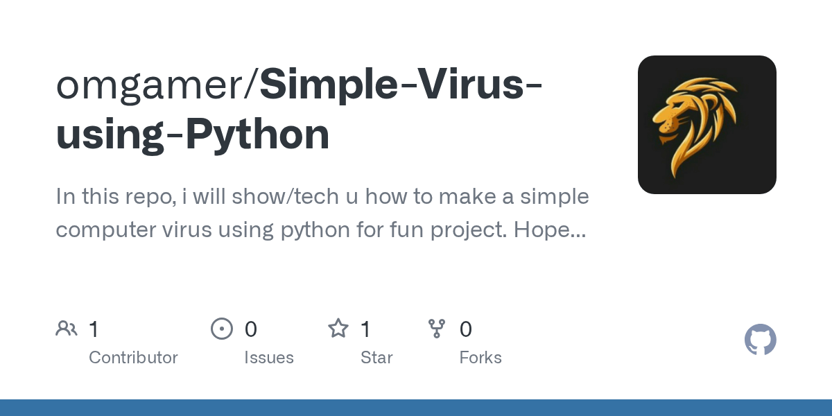 GitHub omgamer/SimpleVirususingPython In this repo, i will show