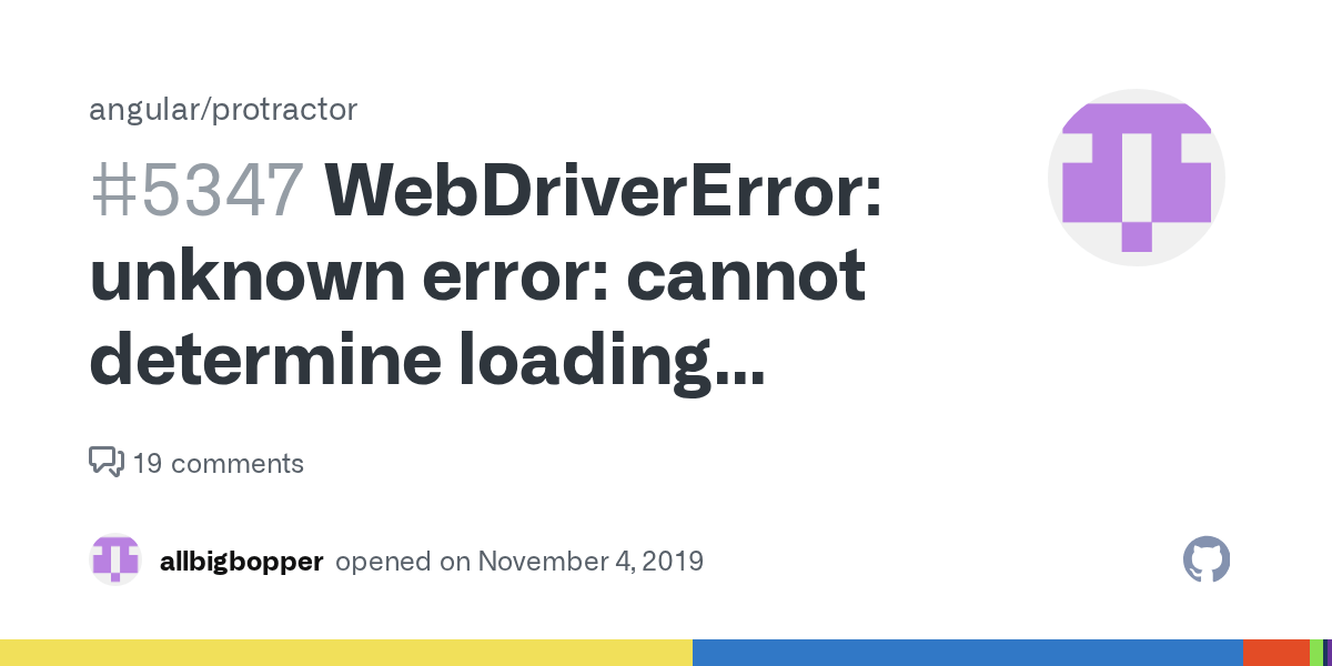DriverError unknown error cannot determine loading status from