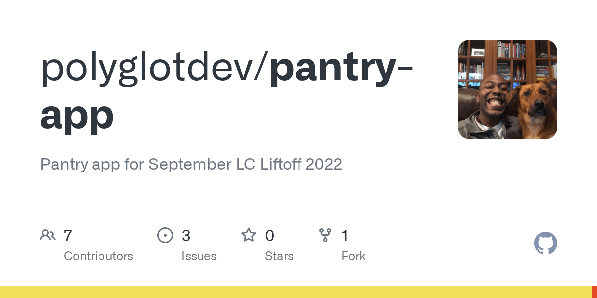 GitHub polyglotdev/pantryapp Pantry app for September LC Liftoff 2022