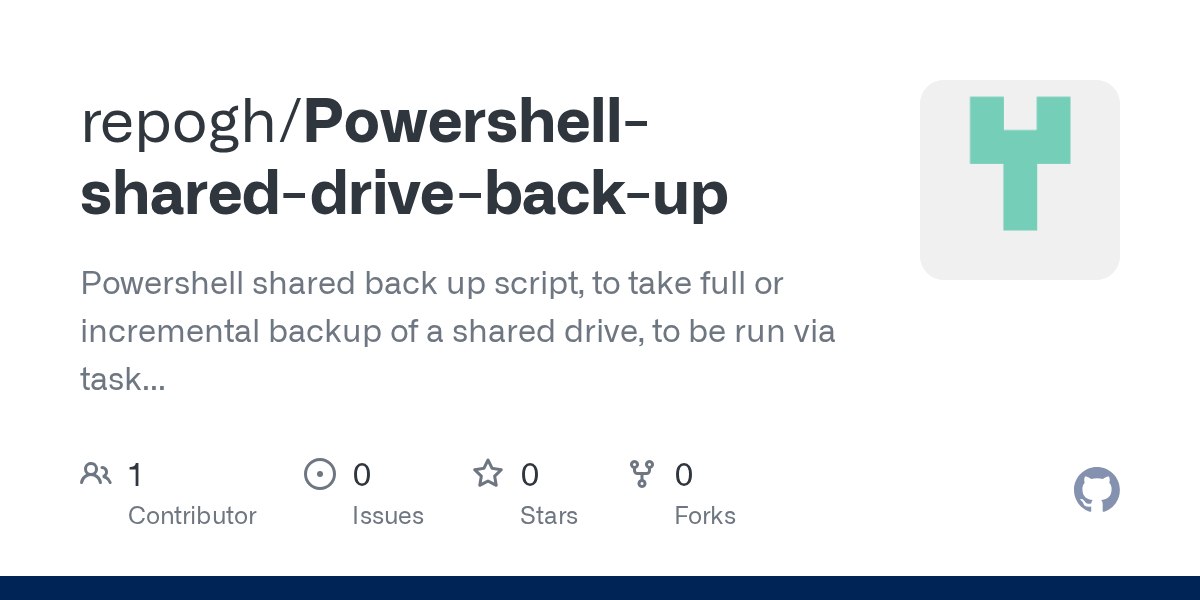 Powershellshareddrivebackup/Powershell incremental backup script