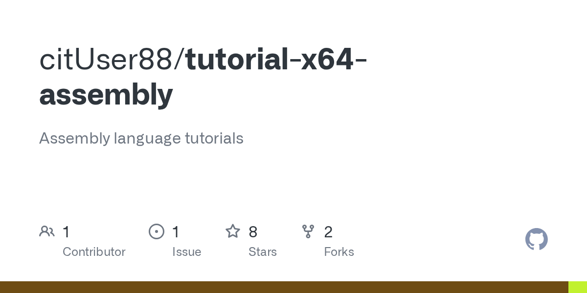 GitHub citUser88/tutorialx64assembly Assembly language tutorials