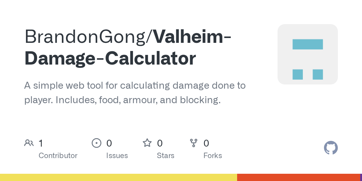 GitHub BrandonGong/ValheimDamageCalculator A simple web tool for