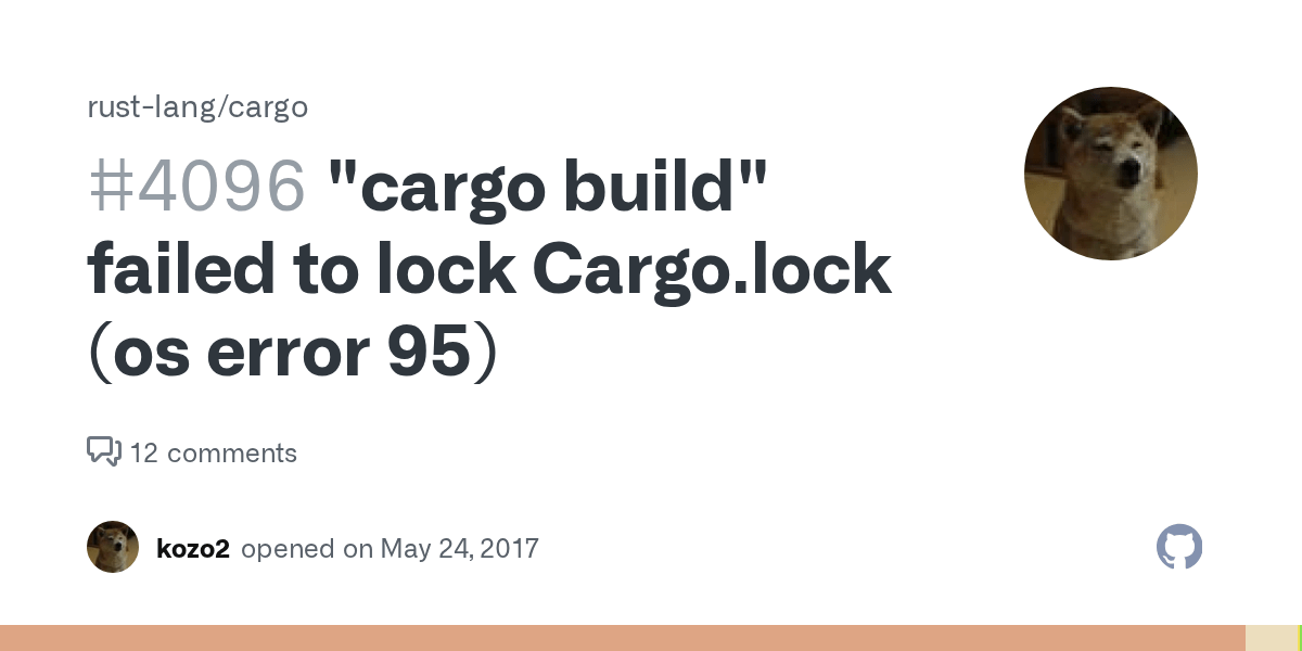 "cargo build" failed to lock Cargo.lock (os error 95) · Issue 4096
