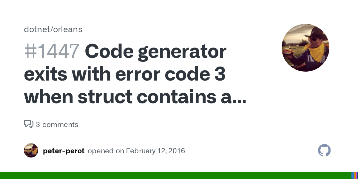 Code generator exits with error code 3 when struct contains a static