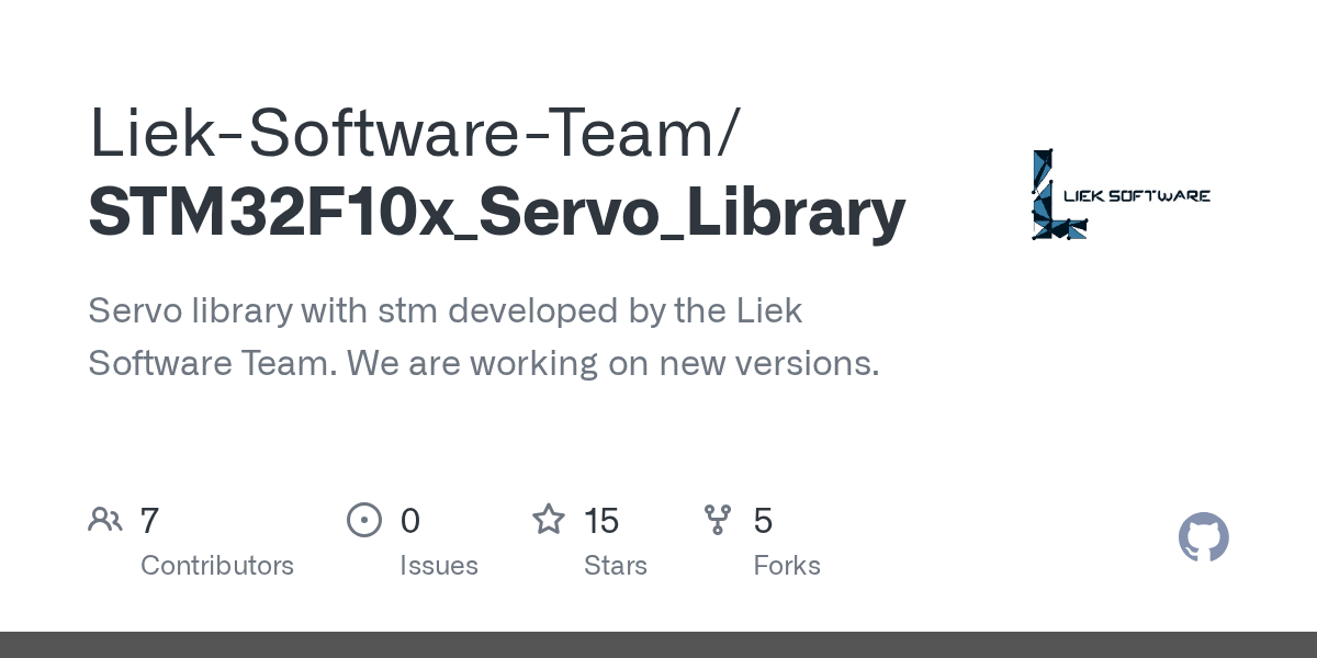 GitHub LiekSoftwareTeam/STM32F10x_Servo_Library Servo library with stm developed by the