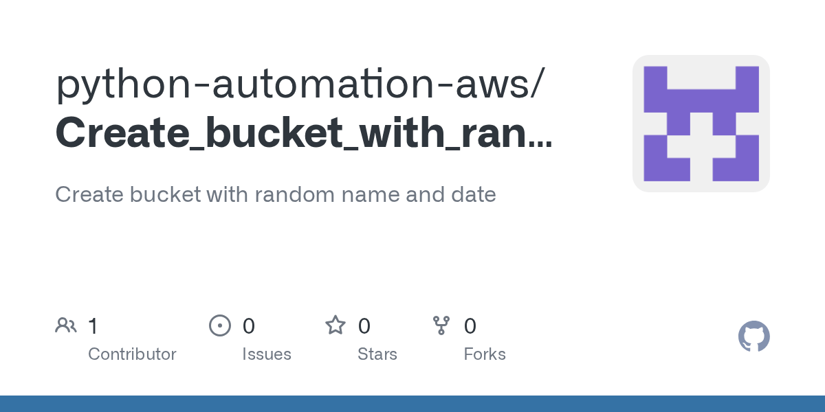 GitHub pythonautomationaws/Create_bucket_with_random_name Create