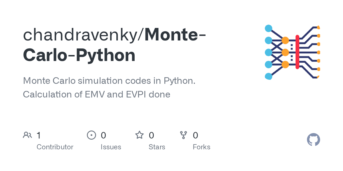 GitHub chandravenky/MonteCarloPython Monte Carlo simulation codes in Python. Calculation of