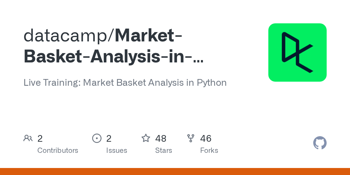 GitHub datacamp/MarketBasketAnalysisinpythonlivetraining Live