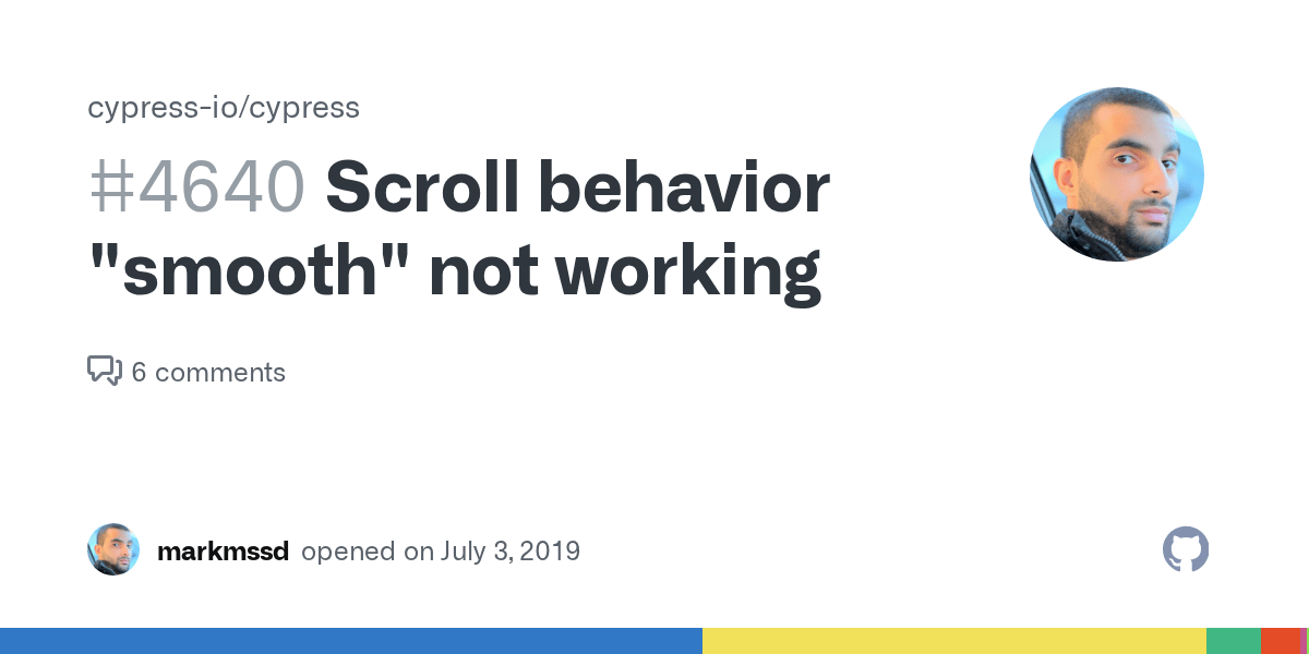Scroll behavior "smooth" not working · Issue 4640 · cypressio/cypress · GitHub