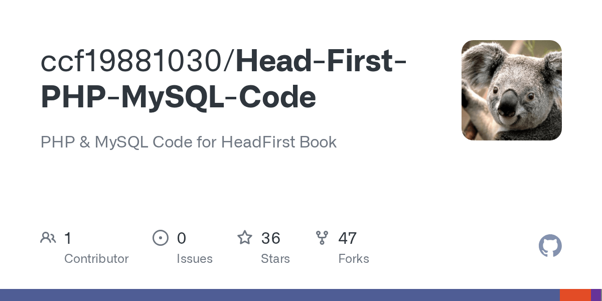 GitHub ccf19881030/HeadFirstPHPMySQLCode PHP & MySQL Code for