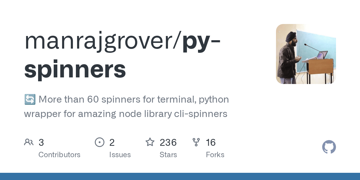 GitHub manrajgrover/pyspinners 🔄 More than 60 spinners for terminal, python wrapper for