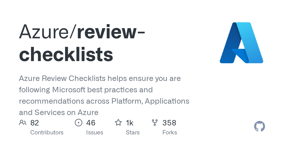 GitHub Azure/reviewchecklists This repo contains code and examples