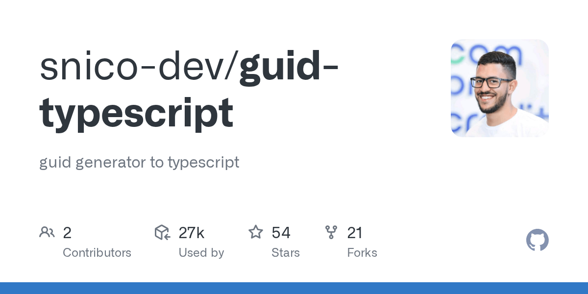 GitHub snicodev/guidtypescript guid generator to typescript