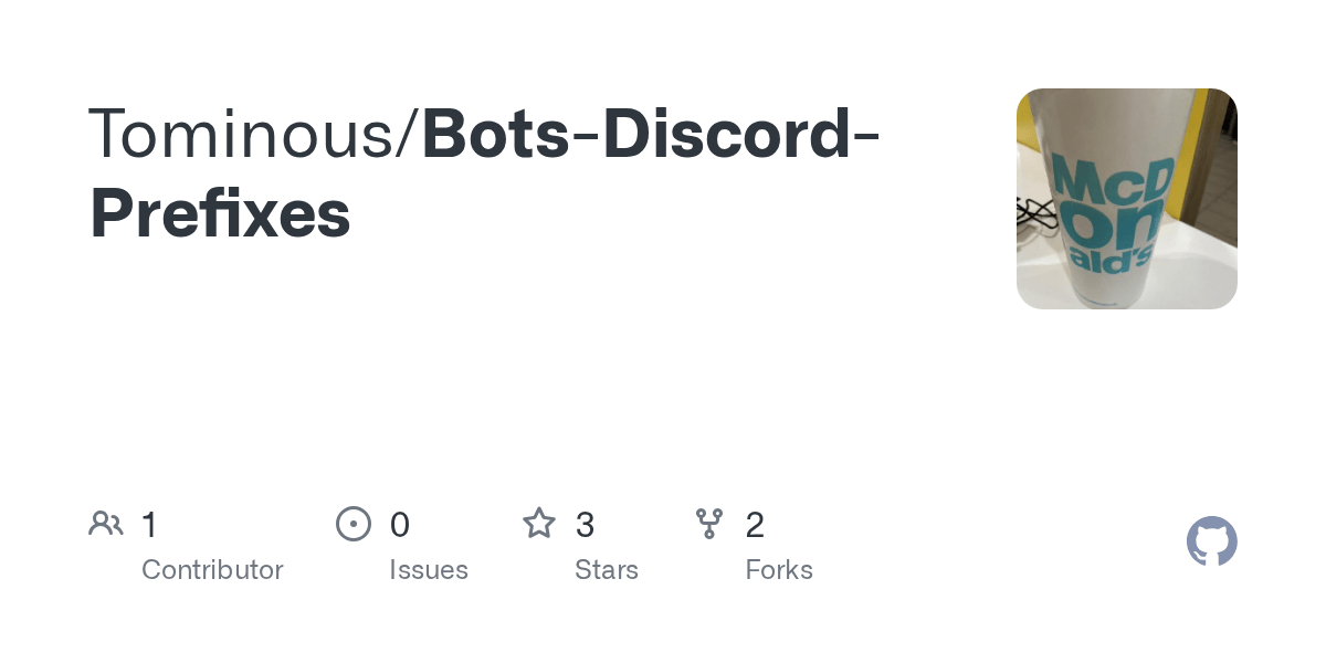 GitHub Tominous/BotsDiscordPrefixes
