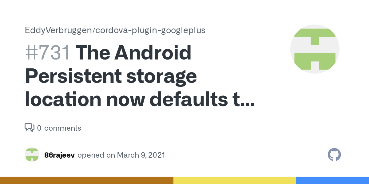 The Android Persistent storage location now defaults to "Internal