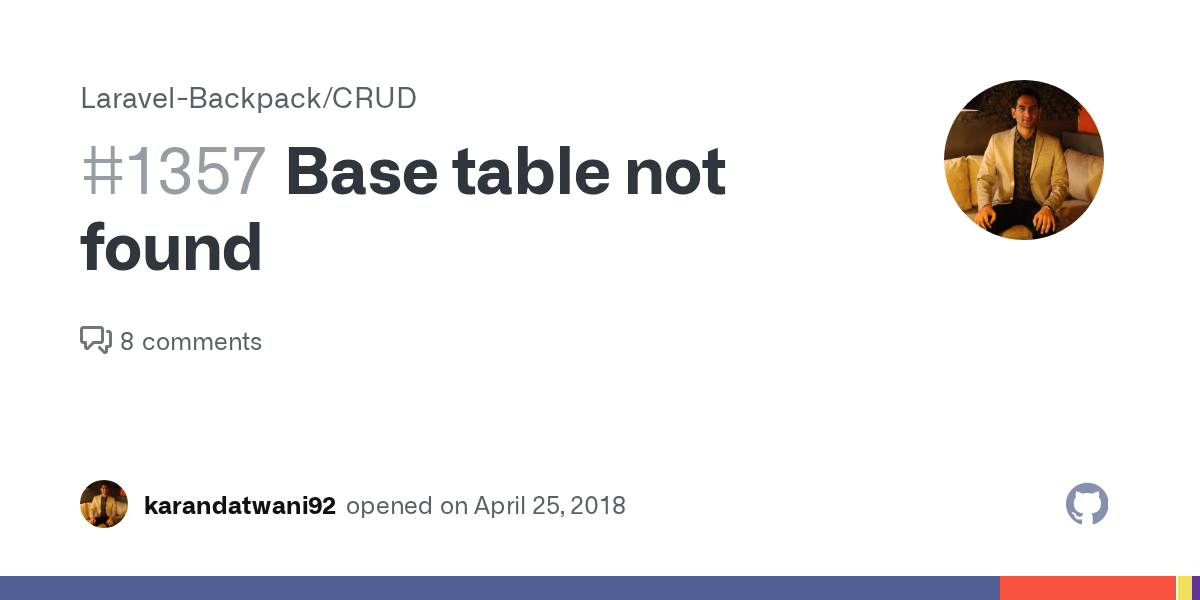 Base table not found · Issue 1357 · LaravelBackpack/CRUD · GitHub