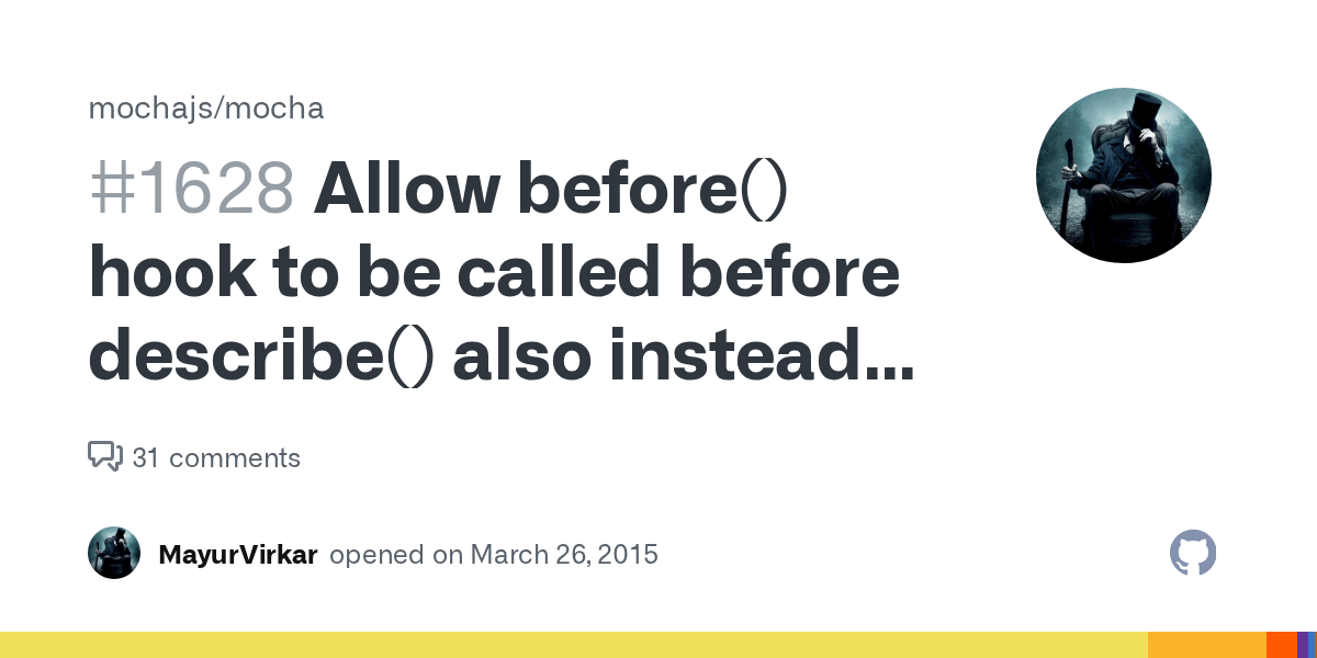 Allow before() hook to be called before describe() also instead of only