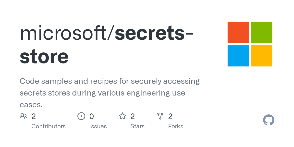 GitHub microsoft/secretsstore Code samples and recipes for securely