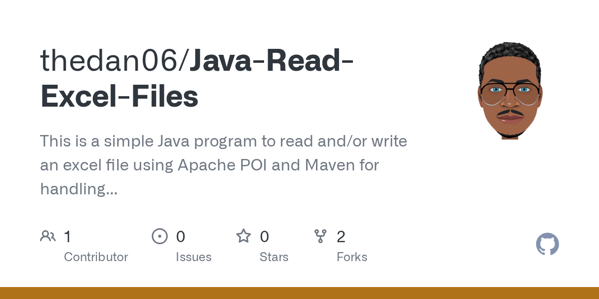 GitHub thedan06/JavaReadExcelFiles This is a simple Java program
