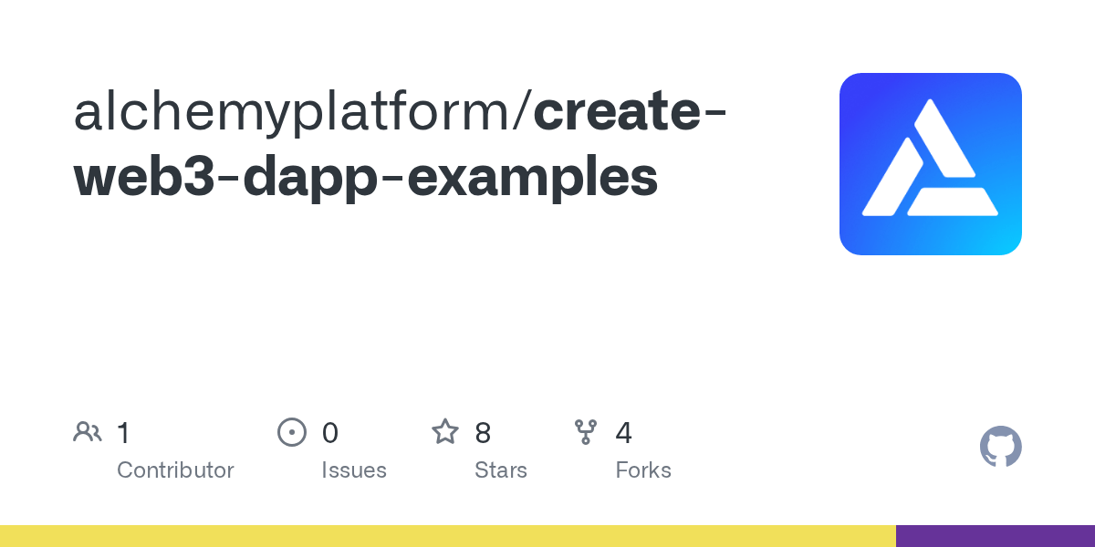 GitHub alchemyplatform/createweb3dappexamples