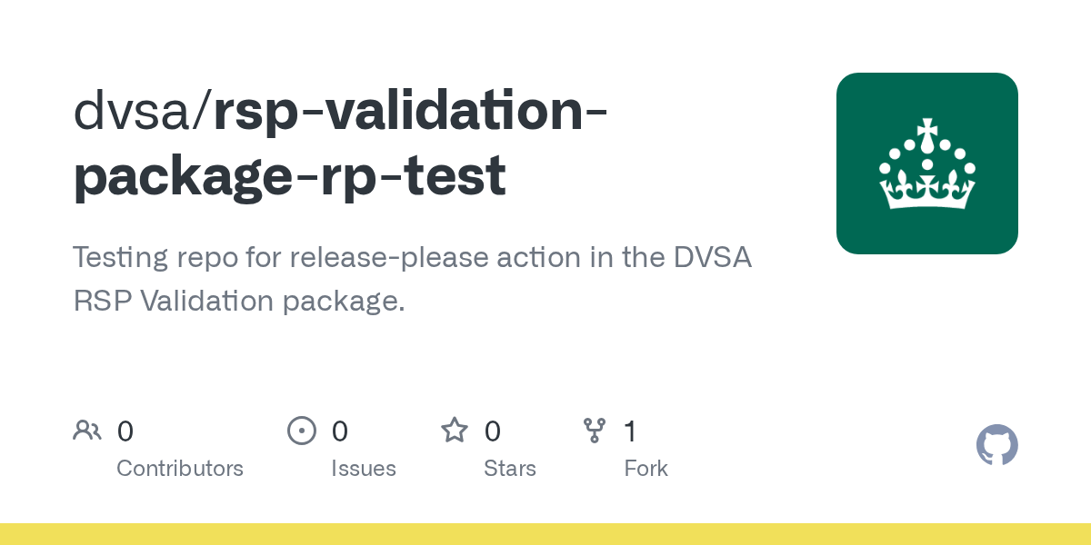 GitHub dvsa/rspvalidationpackagerptest Testing repo for release