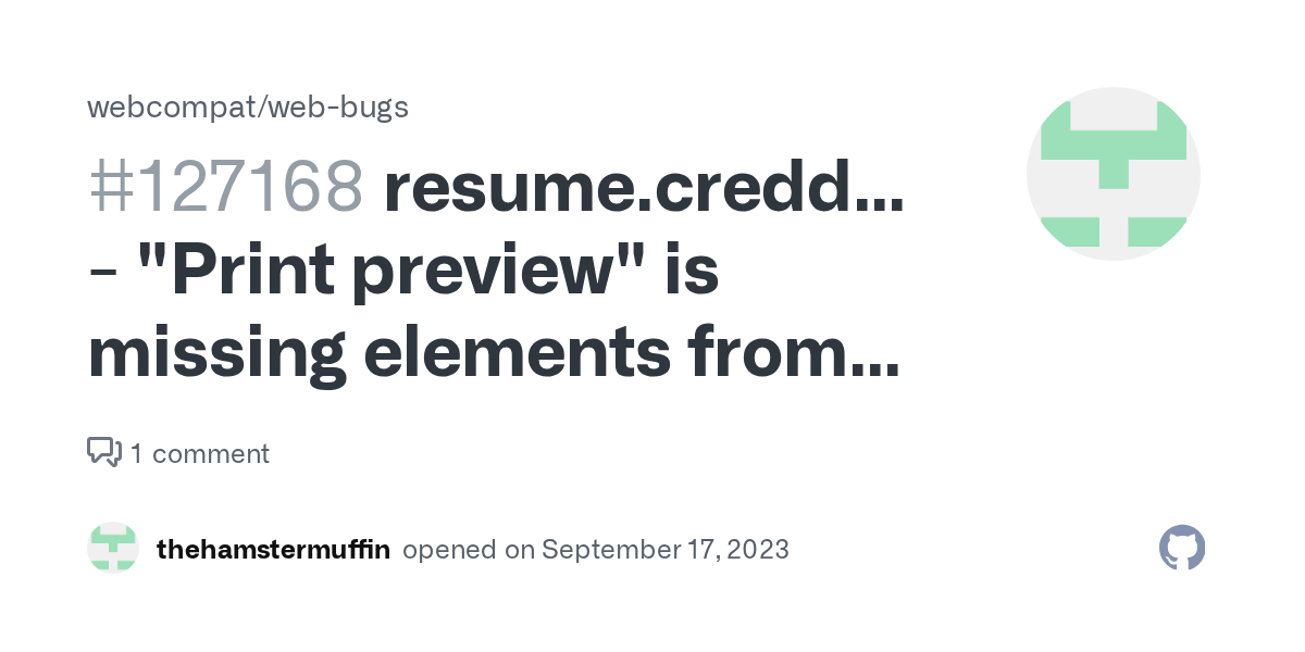 resume.creddle.io "Print preview" is missing elements from the page · Issue 127168