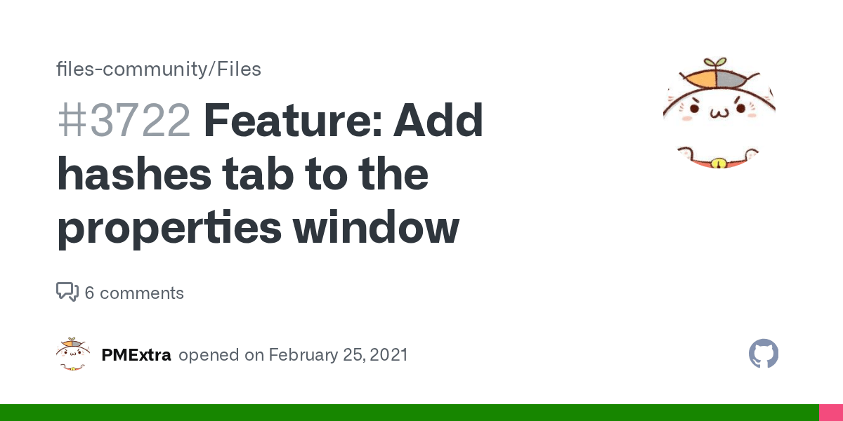 Feature Add hashes tab to the properties window · Issue 3722 · files