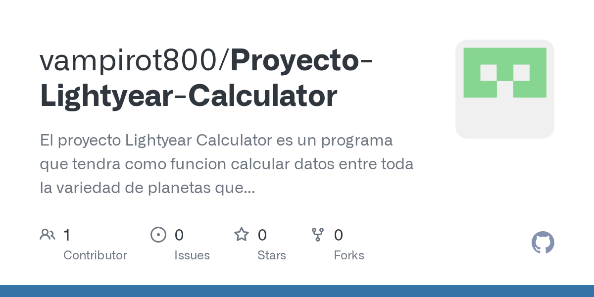 GitHub vampirot800/ProyectoLightyearCalculator El proyecto