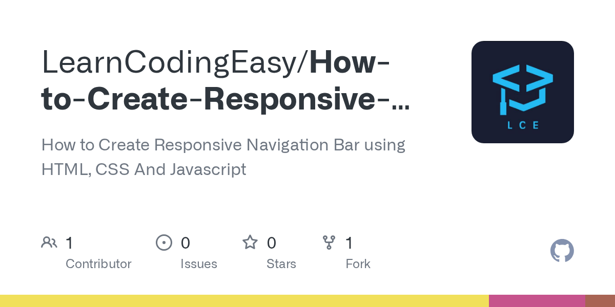 GitHub LearnCodingEasy/HowtoCreateResponsiveNavigationBarusing