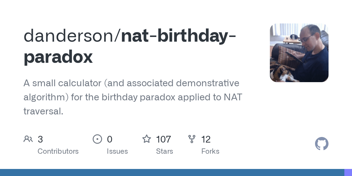GitHub danderson/natbirthdayparadox A small calculator (and