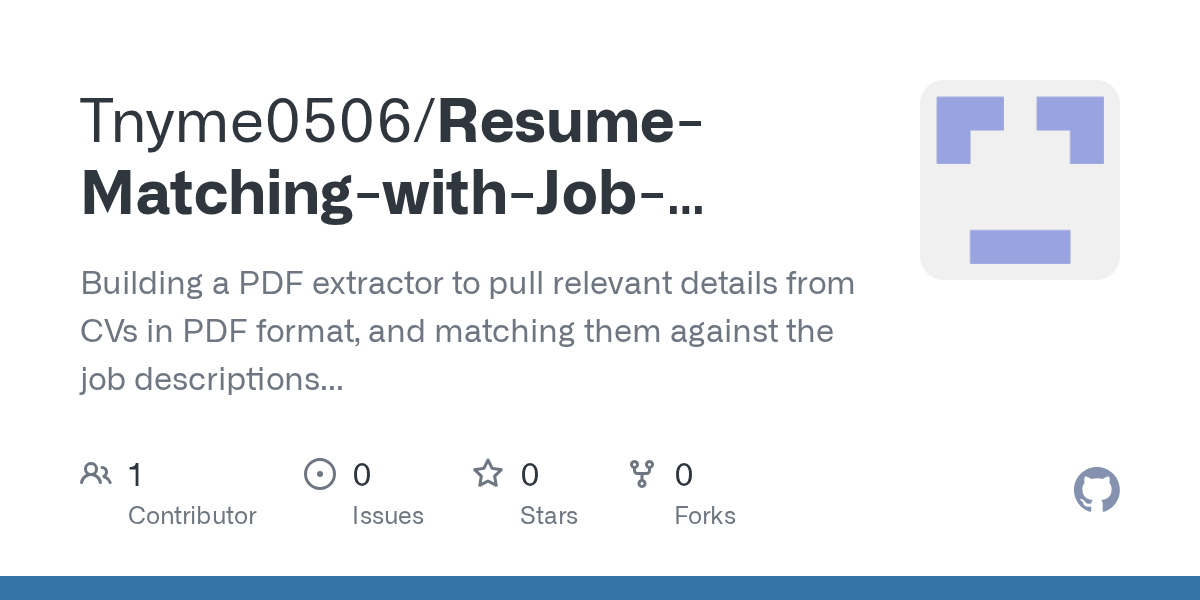 GitHub Tnyme0506/ResumeMatchingwithJobDescriptionsUsingPDFCVs