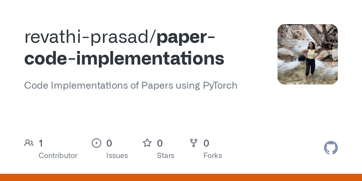 GitHub revathiprasad/papercodeimplementations Code