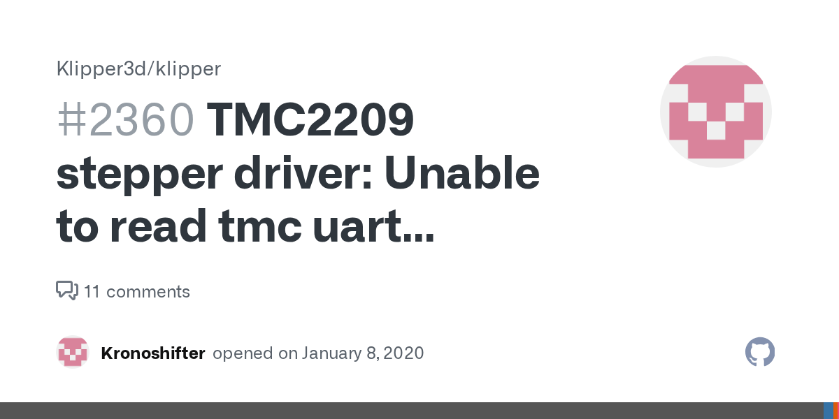 TMC2209 stepper driver Unable to read tmc uart 'extruder' register