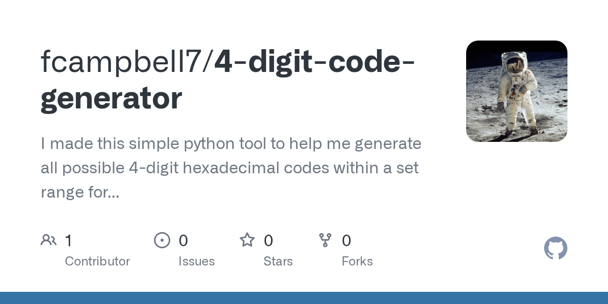 GitHub - fcampbell7/4-digit-code-generator: I made this simple python