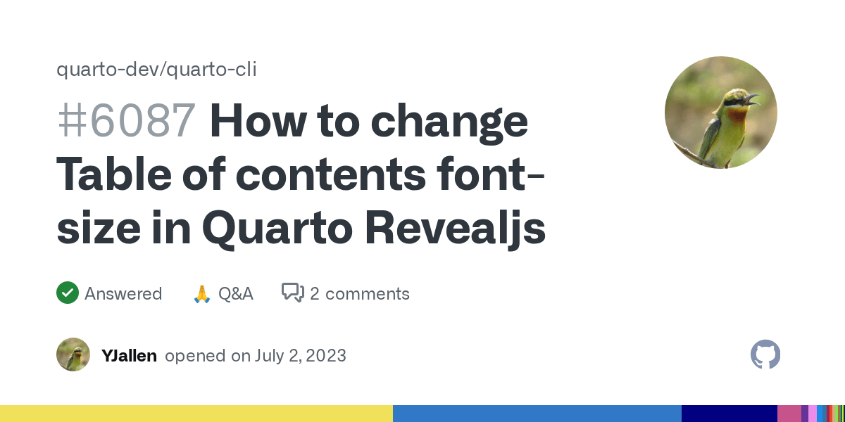 How to change Table of contents fontsize in Quarto Revealjs · quarto