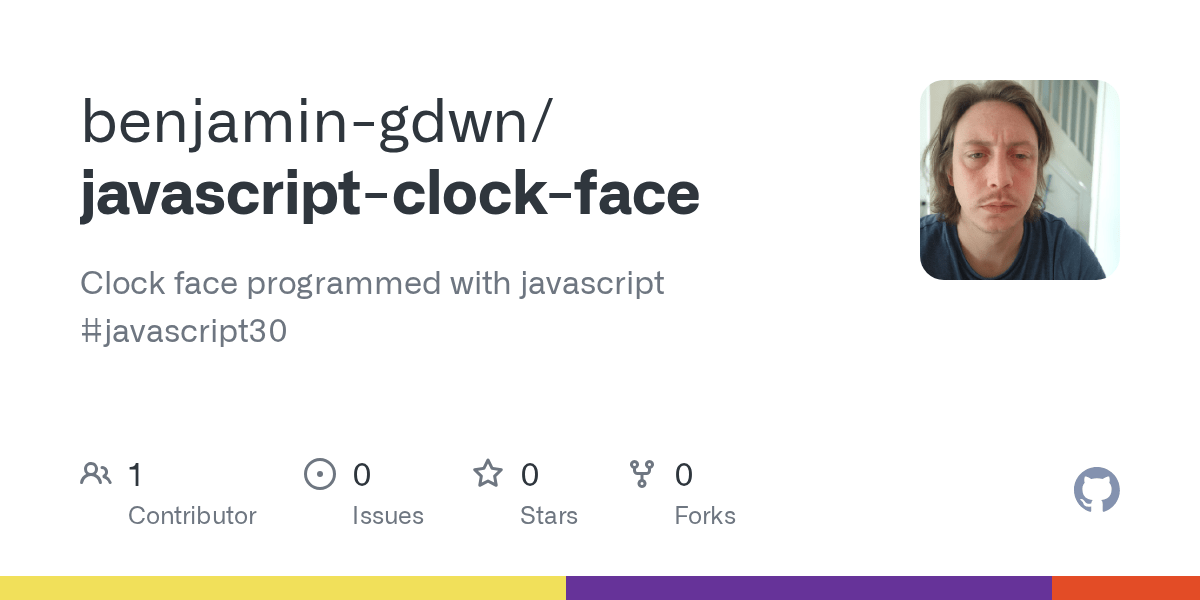 GitHub benjamingdwn/javascriptclockface Clock face programmed