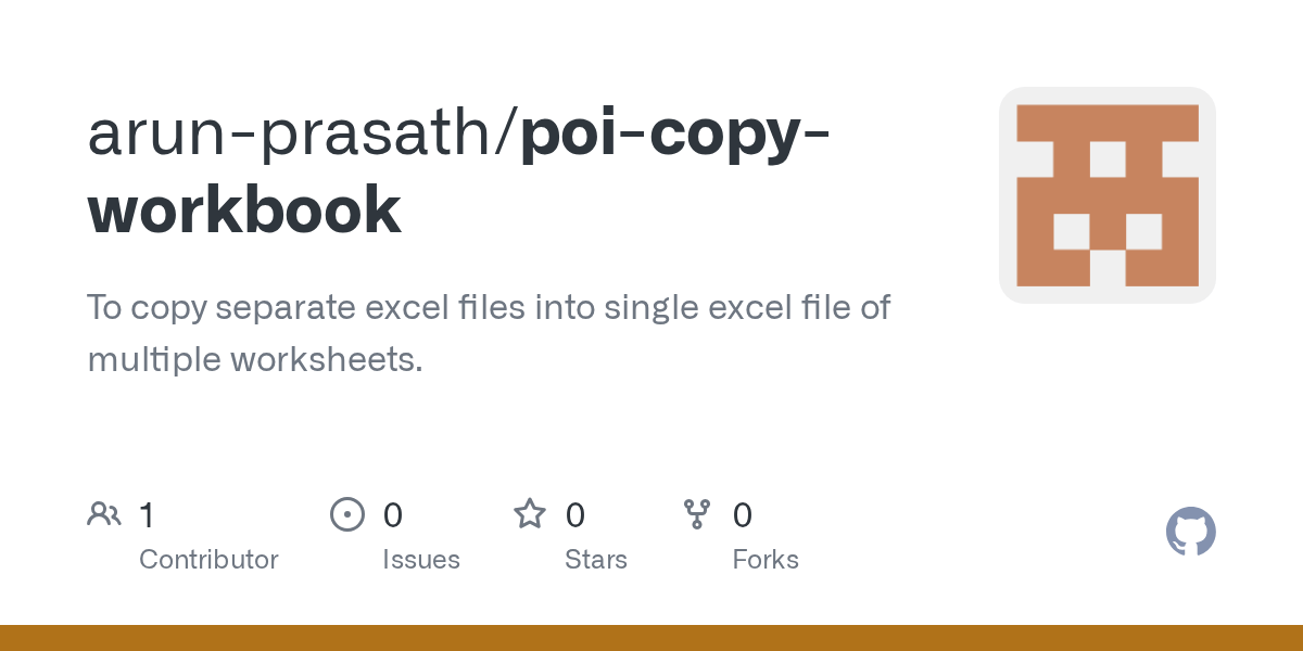 GitHub arunprasath/poicopyworkbook To copy separate excel files into single excel file of