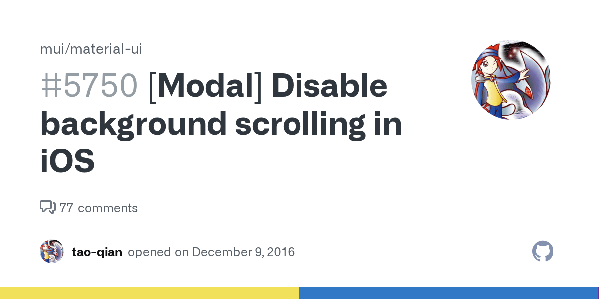 [Modal] Disable background scrolling in iOS · Issue 5750 · mui