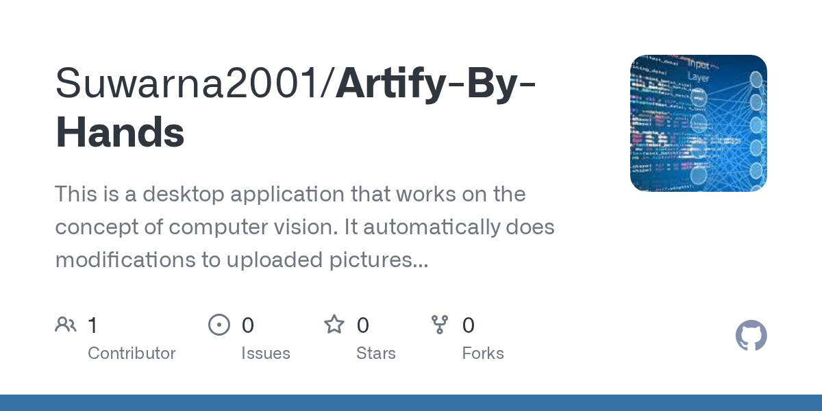 GitHub Suwarna2001/ArtifyByHands This is a desktop application