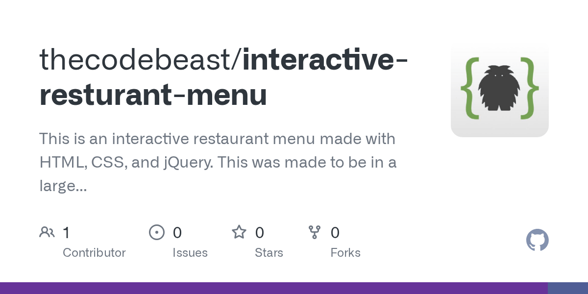 GitHub thecodebeast/interactiveresturantmenu This is an