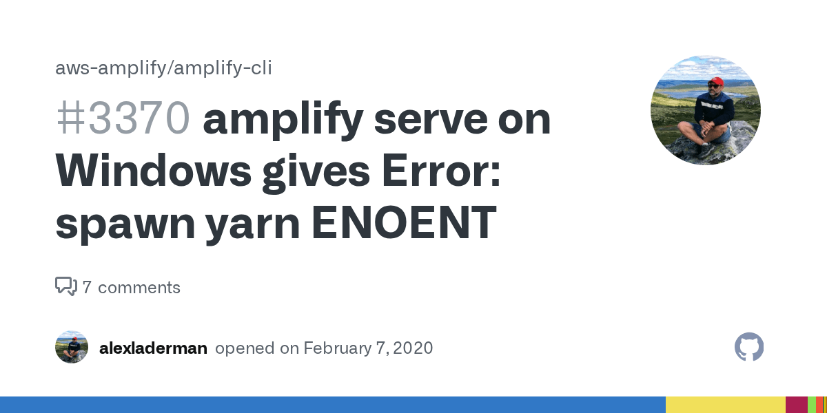 amplify serve on Windows gives Error spawn yarn ENOENT · Issue 3370 · awsamplify/amplifycli