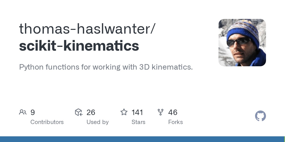GitHub thomashaslwanter/scikitkinematics Python functions for