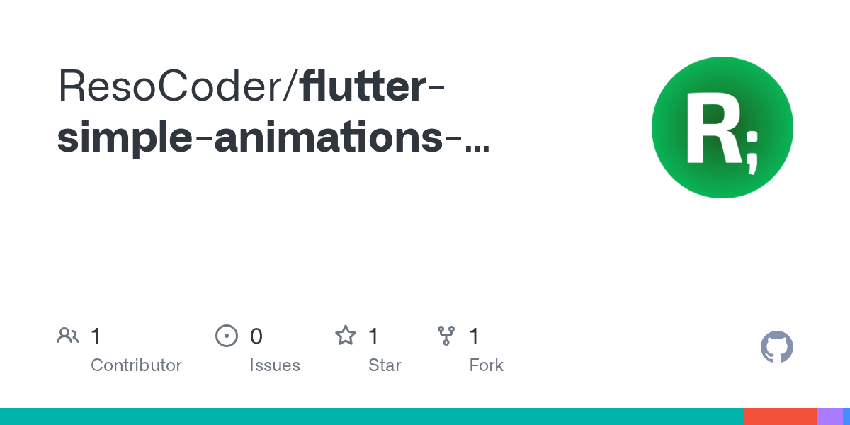 GitHub ResoCoder/fluttersimpleanimationstutorial