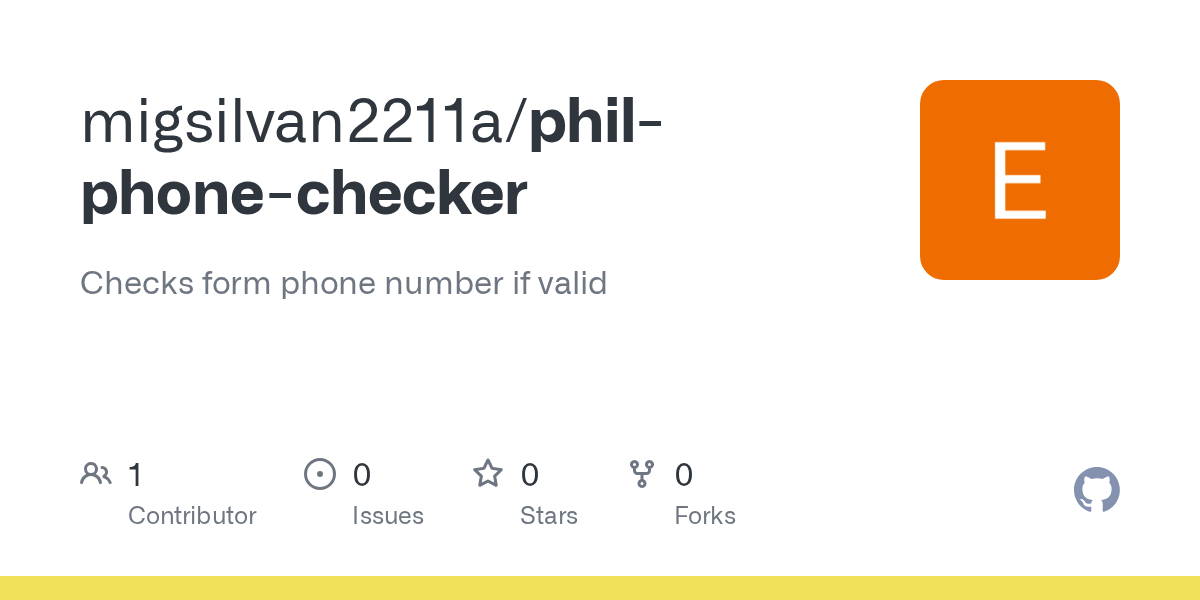 GitHub migsilvan2211a/philphonechecker Checks form phone number if valid
