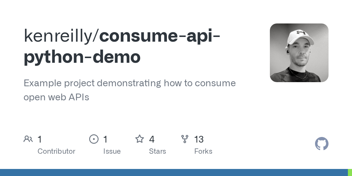 GitHub kenreilly/consumeapipythondemo Example project