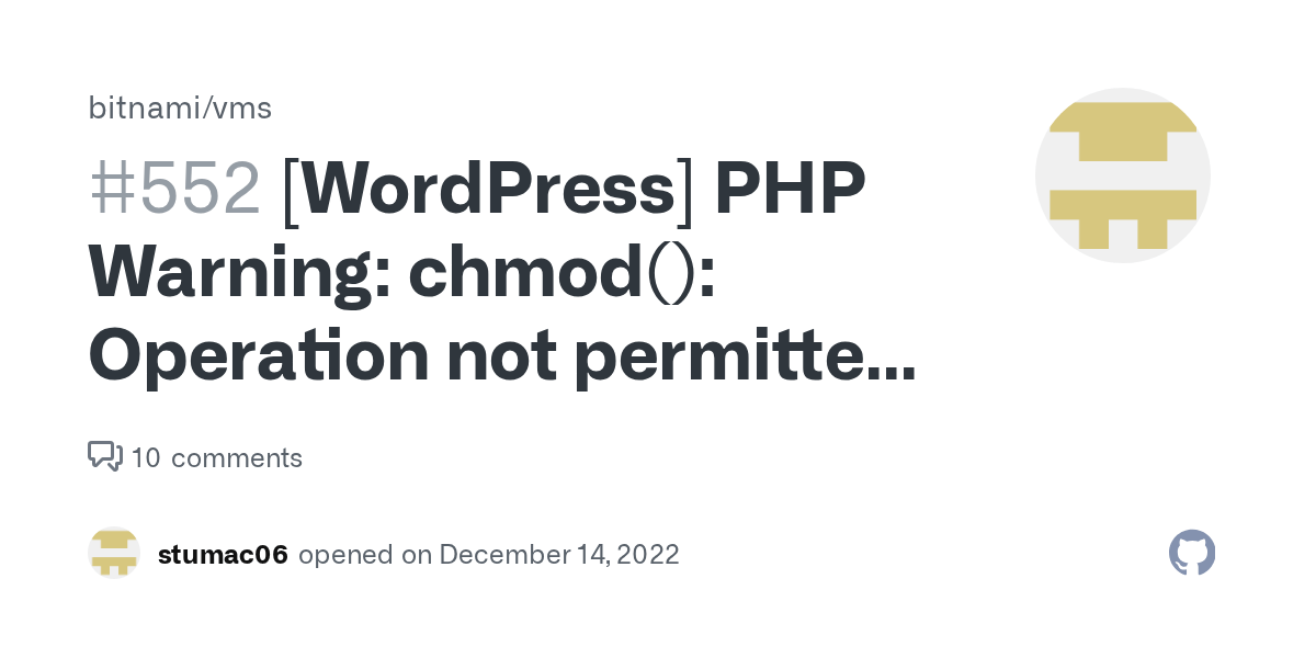 [WordPress] PHP Warning chmod() Operation not permitted in /opt