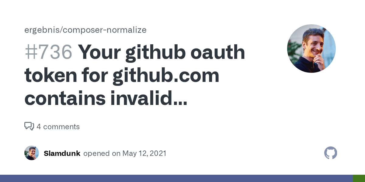 Your github oauth token for contains invalid characters ghp_XXX · Issue 736
