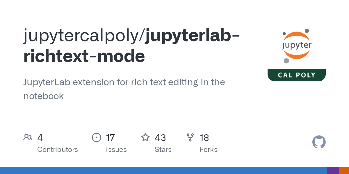 GitHub jupytercalpoly/jupyterlabrichtextmode JupyterLab extension for rich text editing in