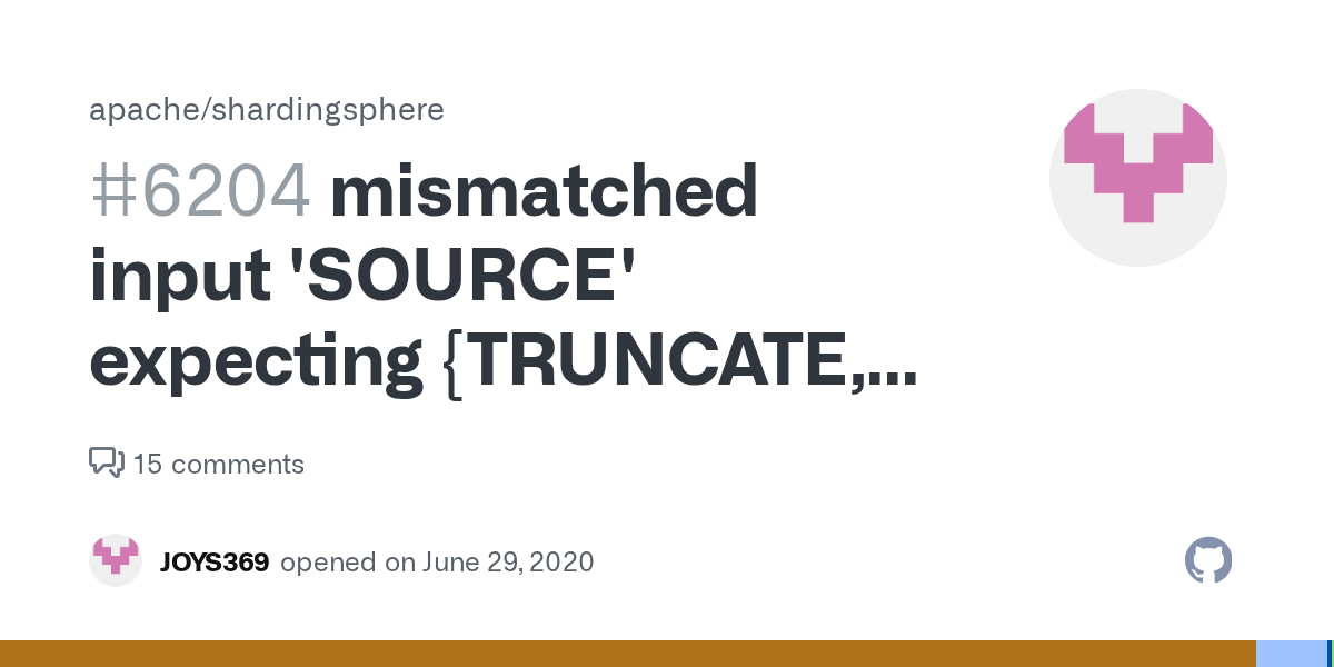 mismatched input 'SOURCE' expecting {TRUNCATE,, IDENTIFIER