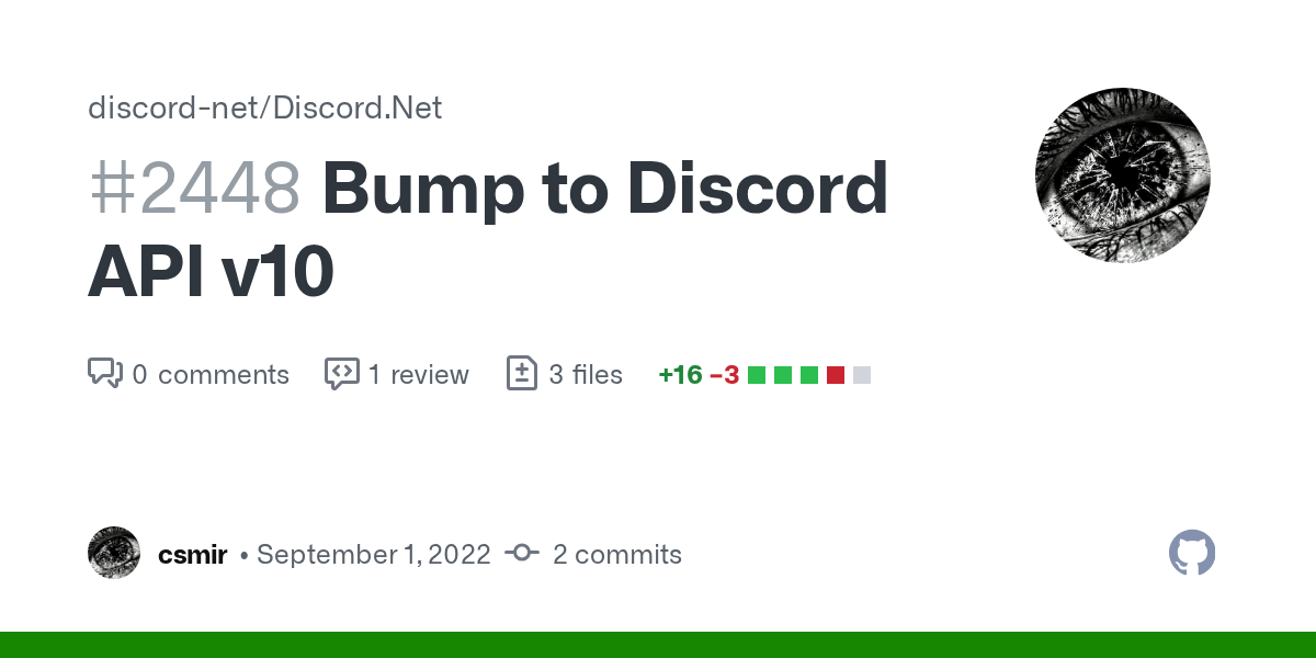 Bump to Discord API v10 by csmir · Pull Request 2448 ·